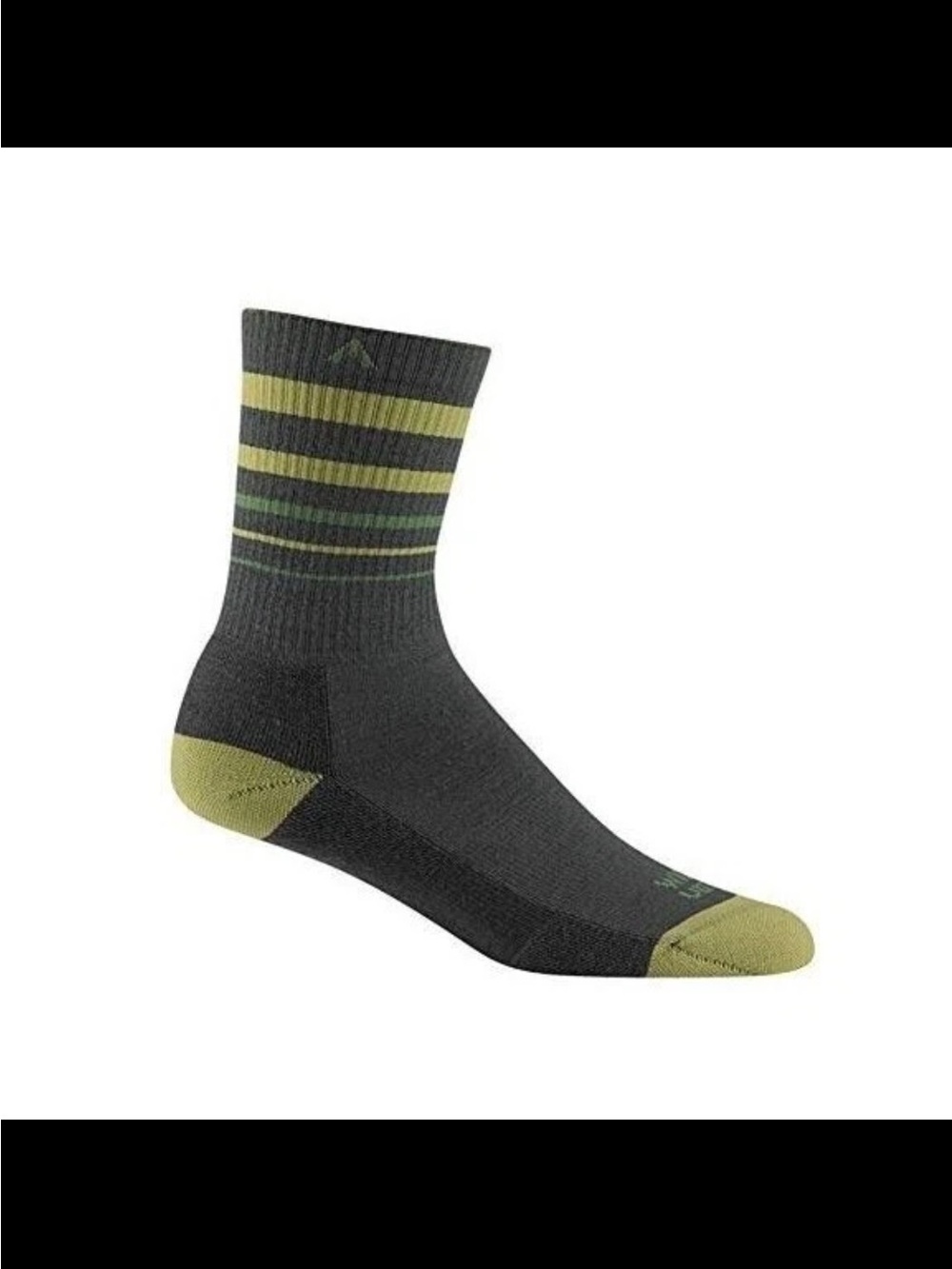 2 pair Wigwam Men's Crew Socks in Charcoal with Olive Accent Stripes